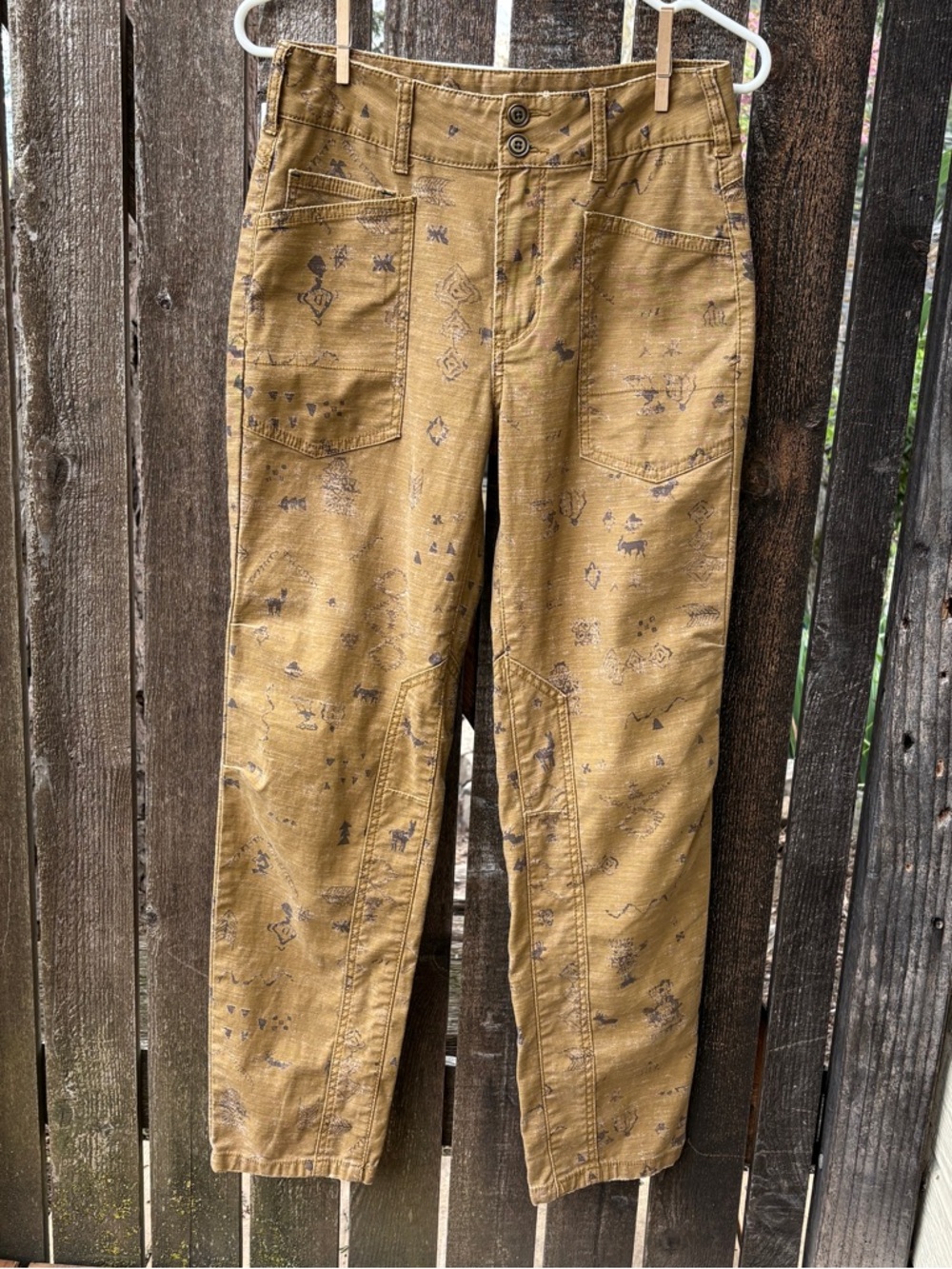 Pilcro The Wanderer Utility Trouser In Ochre Print Sz 26 - Picture 8 of 16
